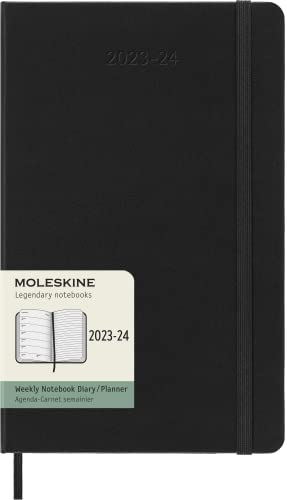 Moleskine Weekly Planner 2023-2024, Agenda 18-Mesi, Diario Accademico, Agenda Settimanale con Copertina Rigida, Formato Large 13 x 21 cm , Colore Nero