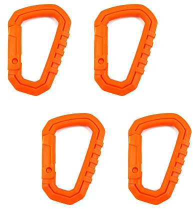 SEIWEI Karabinerhaken, 4 Stück, Kunststoff, D-Ring, taktische Karabiner-Clips, hängende Schnalle, Schlüsselanhänger für Rucksack, Camping, Wandern, Orange