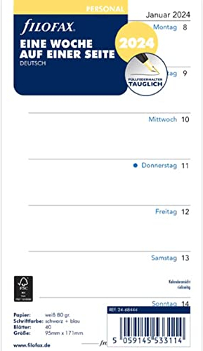 FILOFAX Kalendereinlage Personal 1 Woche pro Seite (Deutsch)2024