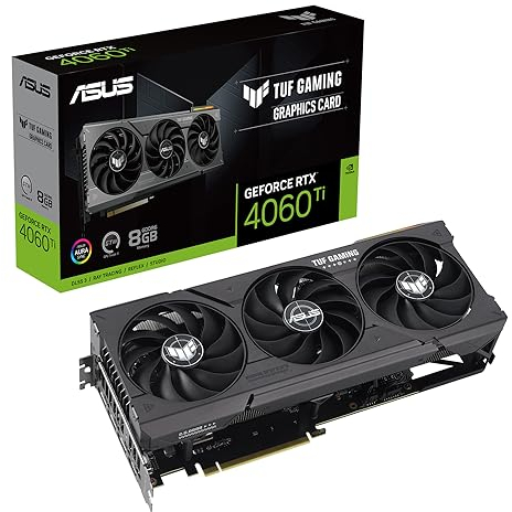 ASUS TUF Gaming GeForce RTX 4060 Ti 8 Go GDDR6 Carte Graphique Gaming (Nvidia Geforce RTX4060Ti DLSS 3, PCIe 4.0, 1 x HDMI 2.1, 3 x DisplayPort 1.4a, TUF-RTX4060TI-8G-GAMING)