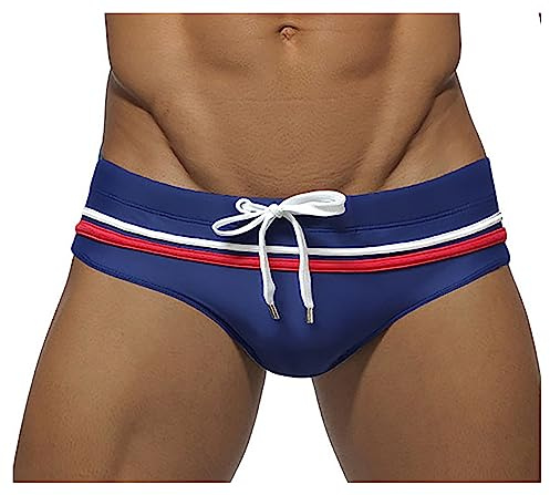 Detwen Herren Badehose Slipform mit Farbkontrastfarbigen Kordel Männer Baseslip Swim Bikini