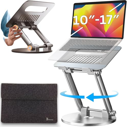 BEDUINS Laptop Ständer höhenverstellbar - Komfort per Knopfdruck - 360° Laptop Ständer drehbar - Laptop Stand for Desk kompatibel mit Allen Laptops 10-17 MacBook Air, Pro, Samsung Laptopständer