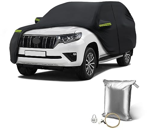 SaSupfe Waterproof Full Car Cover for SUV Toyota Land Cruiser Ultra Light Easy to Install All-Weather Protection,with Zipper Door
