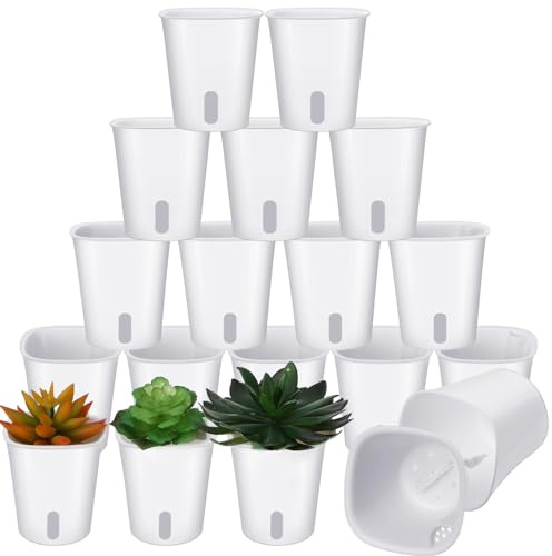 Ziliny 20 Pcs 3 Inch Self Watering Pots Self Watering Planters for Indoor Planters Plastic Garden Flower Pots with Level Indicator Vents for Herbs