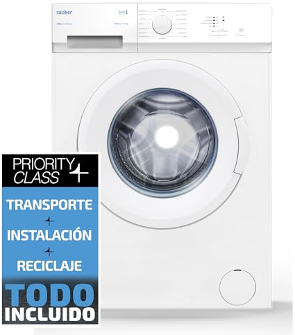 Sauber - Lavadora de carga frontal SERIE 1-W5103-5 kg - 1000 RPM - D - Programa Extra Rápido 15 minutos - Media Carga Avanzada Inicio Diferido - ENTREGA EN DOMICILIO CON INSTALACIÓN INCLUIDA