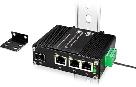 Zhpuostd Mini commutateur Ethernet Gigabit industriel à 3 ports, avec RJ45 10/100/1000 Mbps, 1 port SFP, convertisseur de média à fibre optique sur rail DIN, IP40, -40 ℃ ~ 75 ℃