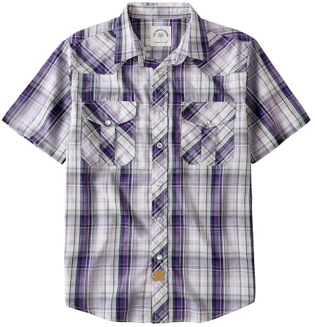 Dubinik® Camicia Uomo Maniche Corte a Quadri Western con Bottoni Automatici Stile Cowboy