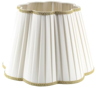 Paralume Margherita per lampada in tessuto Plissettato Pongè Avorio con Passamaneria 10 - Artigianale, autentico Made in Italy (D.45 x D.Sup. 30 H.29 cm (ATTACCO E27))