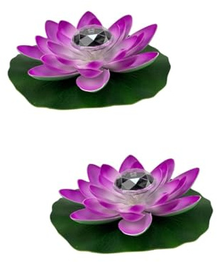 BESPORTBLE 2pièces Lotus Flottant Solaire LED pour Décoration De Jardin Piscine Lampe De Jardin avec Pétales Éclairage Énergétiquement Et Décoratif