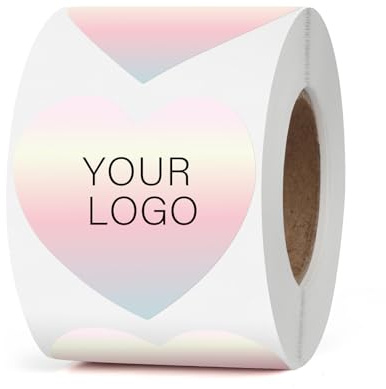 YIKIADA Lot de 500 étiquettes thermiques vinyle dégradé rouge 50 mm cœur autocollant étanche imprimante logo code-barres mariage anniversaire Saint-Valentin