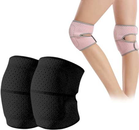 XMUZJSCQ Protective Knee Pads for Dancers Adjustable Breathable Padded Sponge Knee Brace Sports Soft Knee Pads for Women Men (Black,Medium)