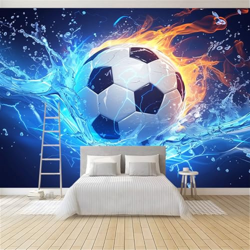 Générique Papier Peint intissé Football De Feu D'Eau 250x175 cm Papier Peint Photo Panoramique, Poster Geant Mural Personnalisé 3D, pour Salon Cuisines Chambre Adulte Enfant Décor Murale