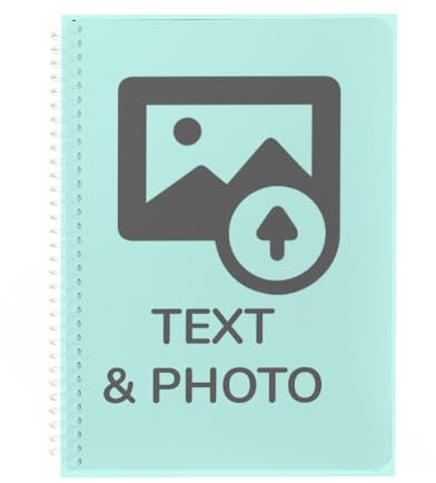 Wanapix | Heft A5 100% Personalisierbar mit Foto/Texte | 100 karierte Blätter | Ideal für die Schule, personalisierbar, transparente Spiralbindung
