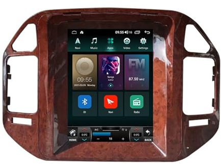 BOJONTN 9.7 Pulgadas Android 14 Doble DIN Radio de Coche para Mitsubishi Pajero V60 V68 V73 1999-2006 con CarPlay inalámbrico GPS Navi Cámara de Respaldo Controles del Volante Bluetooth(B,SK2(2+32G))