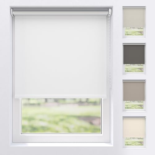 EFIXS Verdunkelungsrollo Silver Reflex mit & ohne Bohren, Breiten: 60-240, Höhe 190 cm, Hier: 120 x 190 cm, Weiss, Premium Rollo Verdunkelung mit Kettenzug, Thermo Rollo zum Klemmen, Thermorollo