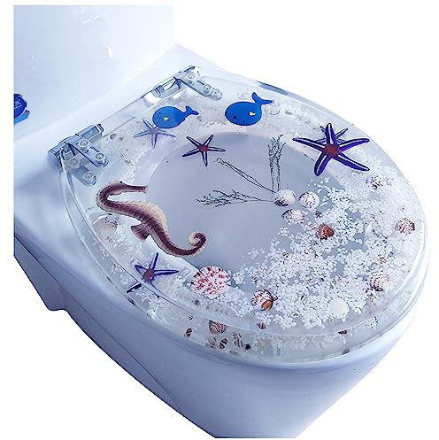 SaryEdge Toilettensitz mit Absenkautomatik, durchsichtiger Toilettensitz, robuster Toilettensitz, langsames Scharnier aus Edelstahl mit Schnellverschluss, knallfreier T(Einfarbig