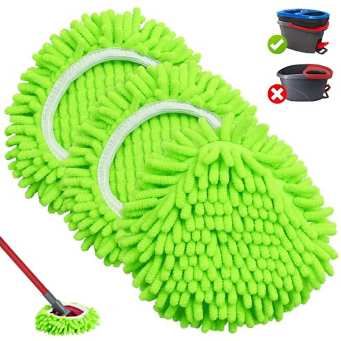Yeomju Teste di Ricambio per mocio, Confezione da 3, Testina di Ricambio per mop Rotante per Sistema a 2 Serbatoi, Microfibra e ciniglia, Lavabile in Lavatrice e sicura per Tutte Le superfici dure
