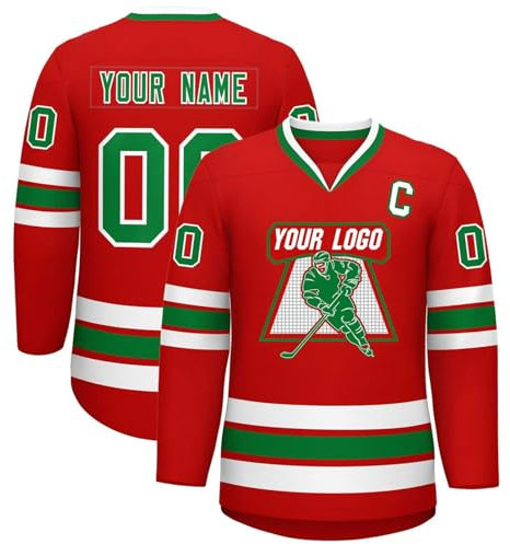 Personalisiertes Eishockey Trikot,Hockey Kostüm für Erwachsene Lose Atmungsaktiv Hockey Trikots Individuell Bedruckt Namen Nummer Logo & Teamname,Sporttrikot für Familien Matching(#C Wine)