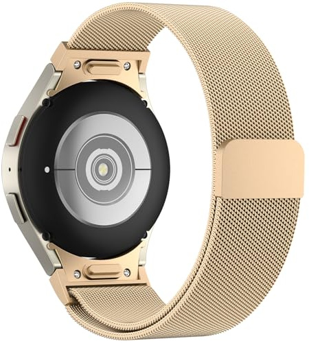 ZGCE Samsung Watch Armband für Samsung Galaxy Watch 7 6 5 4 Armband 44mm 40mm / 6 Classic 47mm 43m / 5 Pro / 4 Classic/FE, Keine Lücke Metall Edelstahl Ersatzarmband Damen Herren (Vintage Gold)