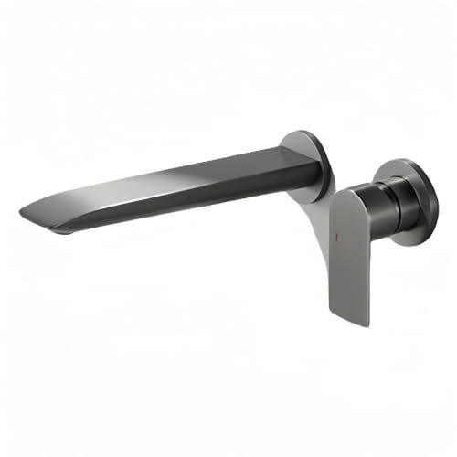 Concealed Faucet Black Split Wall-Mounted Basin with Copper Concealed Faucet (Grey)