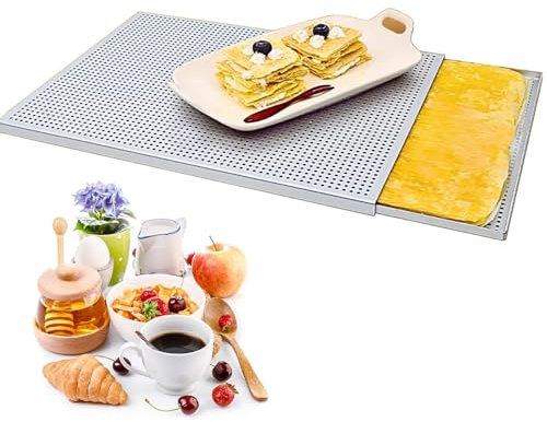 STWBHW Bandeja for horno, láminas de hojaldre for hornear, bandeja perforada antiadherente multiusos, moldes rectangulares for milhojas, bandeja for hornear postres de carne(40x30CM,1.5MM)