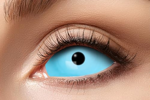 Zoelibat Eyecatcher - Frozen Eye - Eisblaue Sclera Kontaktlinsen 22mm – 6-Monatslinsen mit Aufbewahrungsbehälter – Effektvolle Halloween & Cosplay Linsen - Ohne Sehstärke