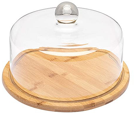CVNIMV Soporte Redondo para Tartas con Tapa de Cristal, Bandeja Multifuncional para Servir Tartas, ensaladas y Platos.