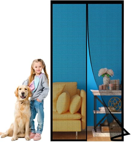 Zanzariere Magnetiche per Porte Finestre su Misura 117 x 218 cm Maglia Fine Magnete Potente Bianca Zanzariere Porte for Corridoi Patio, Nero