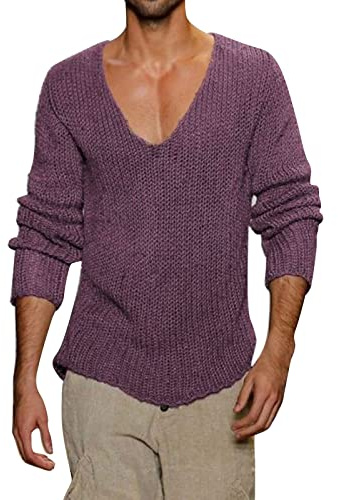 Genérico Jersey Hombre Cuello Pico, Jersey Fino Hombre Manga Larga Talle Transpirables De Punto De Diseño Moderno Y Ajuste Cómodo Sweater Ideal para Capas Oficina O Estilo Casual Suéteres