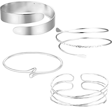 DtgEcd 4 Pcs Arm Bracelet Upper Arm, Upper Arm Cuff, Arm Bracelet, Thin And Lightweight Design, Versatile Jewellery For Any Occasion, Elegant Upper Arm Cuff Made Of Silver