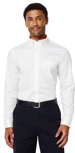 Amazon Essentials Men's Slim-Fit Stretch Wrinkle-Free Button Down Collar Dress Shirt, White, XXL