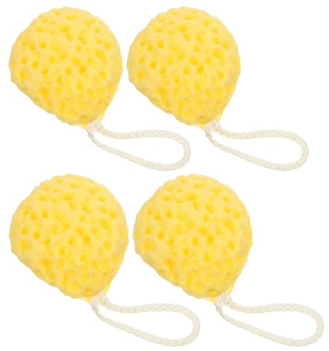 Abaodam 4 Pezzi Spugne da Bagno Struttura a Nido Morbide e Riutilizzabili Esfoliante Corpo Delicato per Doccia e Spa Giallo Luminoso Ergonomico per Pulizia Profonda e Schiuma Ricca