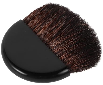 PAMINGONO Pennello per Trucco Blush Piatto Portatile in Nylon Morbido Nero, Multifunzionale per Polvere Libera e Correttore, per Viaggi e Appuntamenti