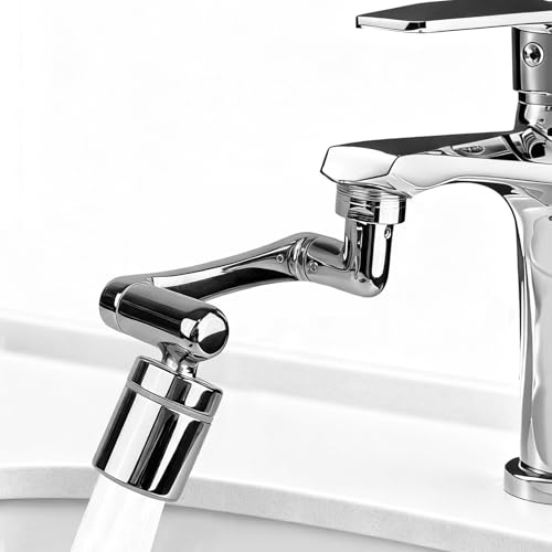 VELLUSTRA Wasserhahn Aufsatz Verlängerung, 1440° Grad Multifunktionaler Verlängerungshahn Rotierender Wasserhahn, Perlatoren für Wasserhähne Aus Kupfer, Aufsatz mit Zwei Sprühmodi, für Bad und Küche