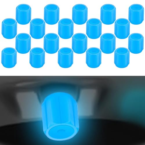 20 Stück Leuchtende Ventilkappen Auto,Universelle Fluoreszierende Ventildeckel für Reifenventile,Selbstleuchtende Ventilkappen für Auto,Motorrad & Fahrrad,Blau