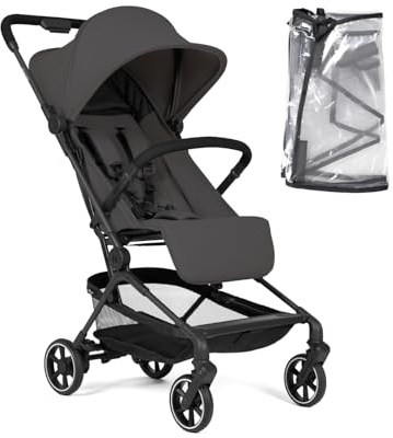 hauck Ultra Light Carbon Pushchair Cabin Approved, Lite N Care Anthracite | 5.5 kg German Design Award 2026, One-Hand Fold, Rain Cover, Travel Stroller with Carry Strap, XL UPF 50+ Hood, Birth to 22 kg