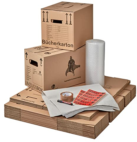 BB-Verpackungen Umzugskomplettpaket (1 bis 2-Zimmer-Wohnung bis zu einer Größe von ca. 50 m²) - Sets zwischen 1-Zimmer-Wohnung und Häusern
