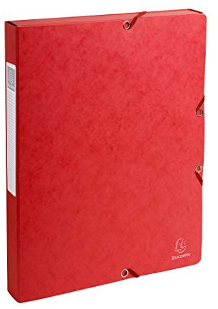 Exacompta - Ref 50305E - 1 Exabox arkivbox med resårband - 600 g/m2 glansig kartong - 2,5 cm rygg - 25 x 33 cm - för A4-dokument - röd - levereras monterad