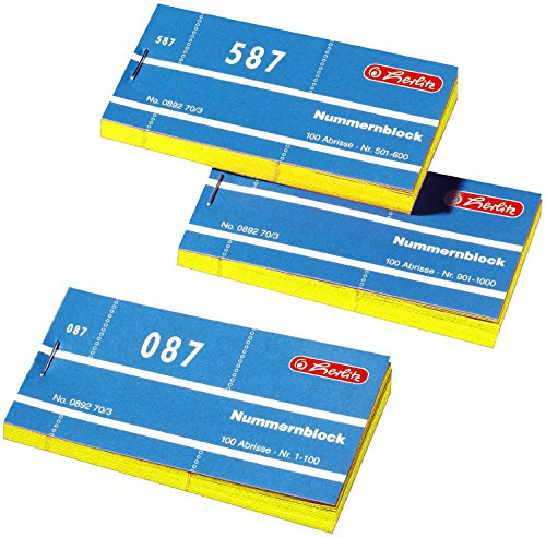 Herlitz Nummernblöcke 1-1000 Nummer 1-1000 40x100 Abrisse | 4000 Gelb