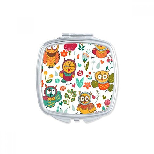 DIYthinker Blumen Pflanzen Eulen Hand tragbare Nette kleine Hand Spiegel Geschenk Zeichnung Platz Compact Make-up Taschenspiegel Malerei Mehrfarbig