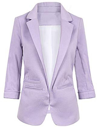 Giacca da donna estiva elegante da lavoro, con retro in tinta unita, maniche a 3/4, taglia grande, Lilla, XL