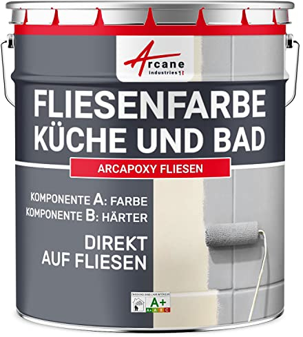 Peinture Carrelage cuisine & salle de bain - Résine bi-composante : ARCAPOXY CARRELAGE - 1 kg (jusqu'à 10 m² en 2 couches) Vert Blanc - RAL 6019 - ARCANE INDUSTRIES