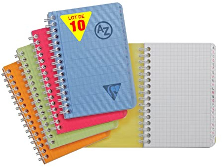 Clairefontaine 328225C - Packung mit 10 Adressbücher Linicolor Fresh 9,5x14 cm, 48 Blatt kariert, 90g, farbig sortiert, 1 Pack