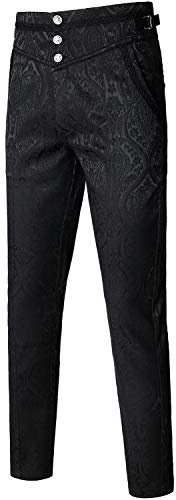 VATPAVE Mens Gothic Pants Cosplay Costume Trousers Steampunk Victorian Pants X-Large LP05 Black