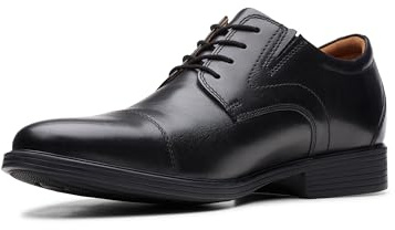 Clarks Herr Whiddon Cap sneakers, Svart läder, 39.5 EU