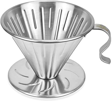 MERMOO YILAN Pour Over Coffee Dripper Durable Metal Filter Holder Large Hole Dripper for Home, Office, RV, Camping, Travel (L)