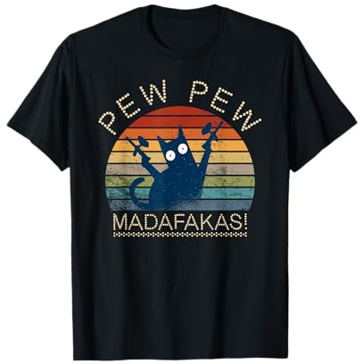 Cat Pew Pew Madafakas Crazy Katze Paintball Pistole lustiges T-Shirt