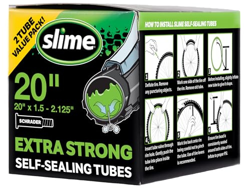 Slime 30075 cykel innerslang punkterings tätningsmedel, extra stark, självtätande, förebygga och reparera, Schrader-ventil, 50,8 cm x 1,127-5,4 cm, värde 2-pack