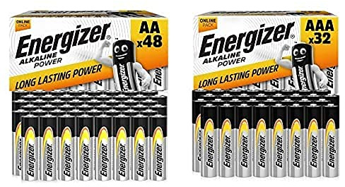 Energizer Pack of 48 Piles AA, Alkaline Power, E301772200 (Amazon Exclusif) + Piles Alkaline Power AAA, 32 Unités (Amazon Exclusif)