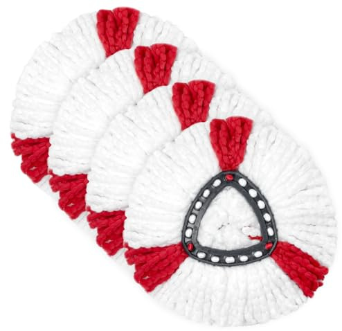 SUPERFA 4 Pack Mop Heads Compatible with Vileda 2-in-1 Turbo Mop | Easy Replacement, Machine Washable and Reusable, Absorbent Fibres, Click-Fit Installation